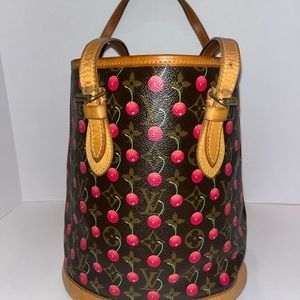 Louis Vuitton Takashi Murakami Monogram Cerises‎ Cherry Bucket PM Bag Purse